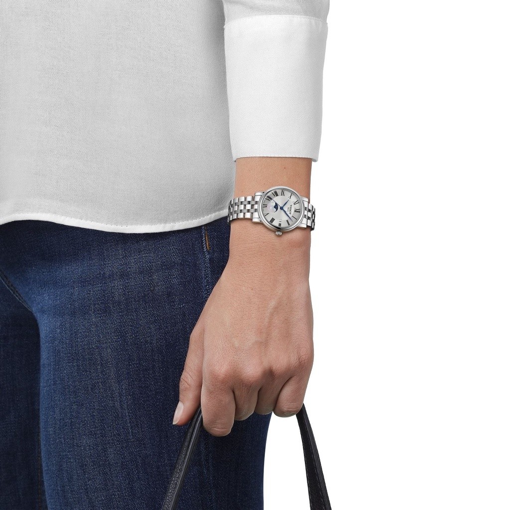 Tissot Carson Premium Lady Moonphase ทิสโซต์ คาร์สัน พรีเมี่ยม เลดี้ มูนเฟส สีเงิน T1222231103300 นาฬิกาผู้หญิง