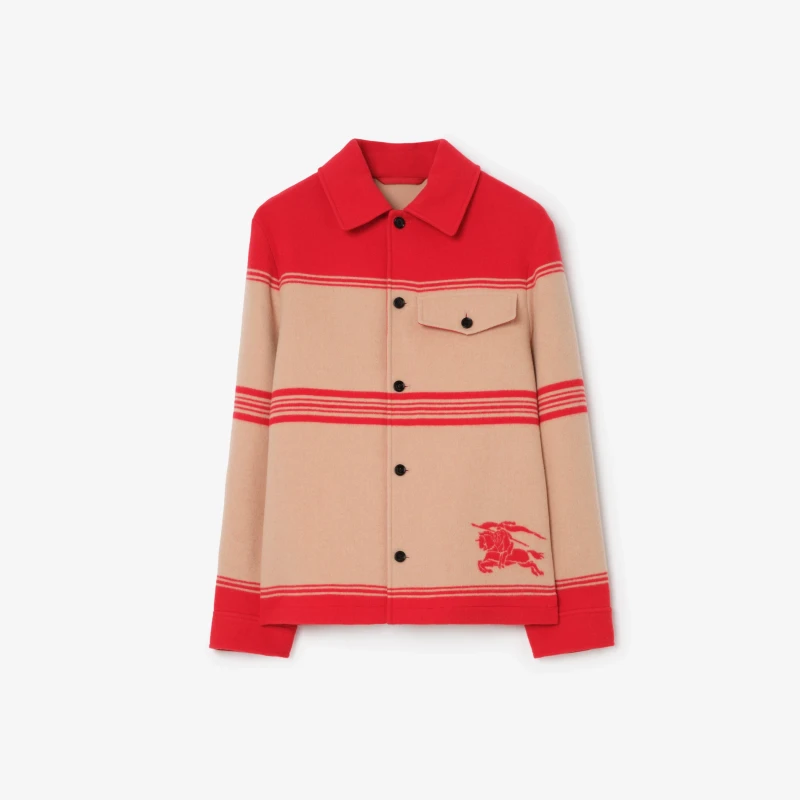 Striped wool nylon jacket