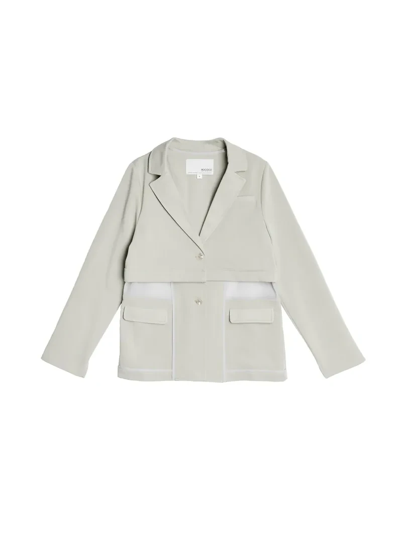 Short long-sleeved suit jacket with Cogan yarn vest-26SDJ045C