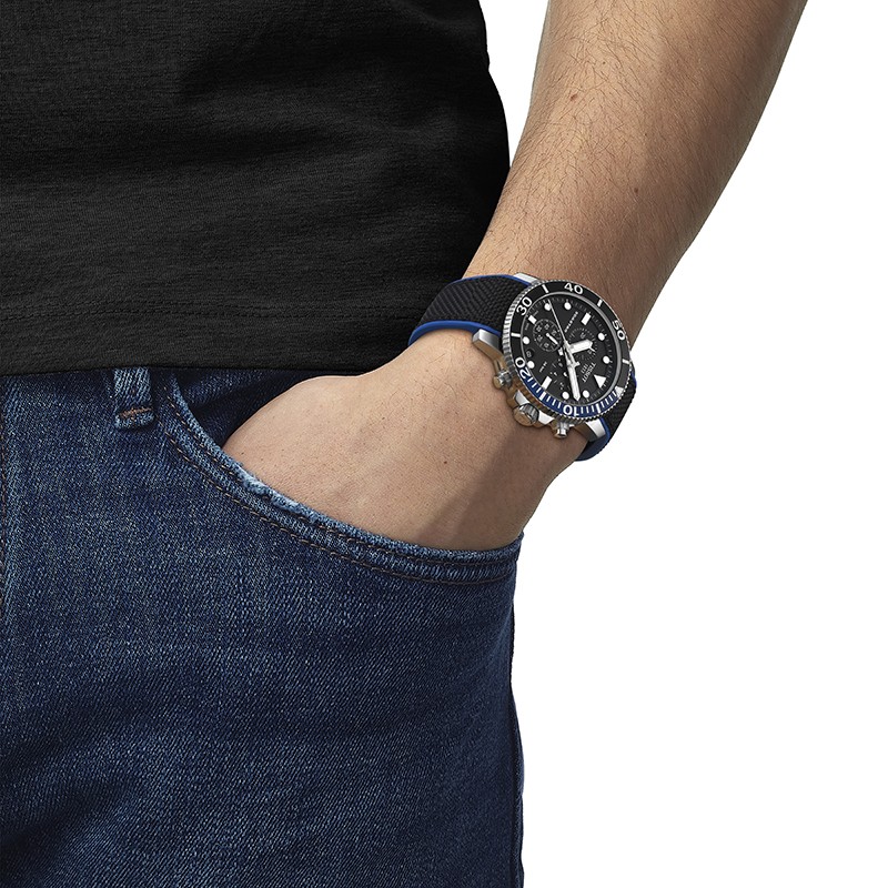 Tissot Seastar 1000 Chronograph ทิสโซต์ ซีสตาร์ 1000 สีดำ น้ำเงิน T1204171705103 นาฬิกาผู้ชาย